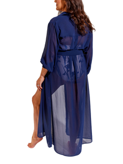 Seaspray Nile Maxi Shirt Kaftan, Navy - view 2, Navy