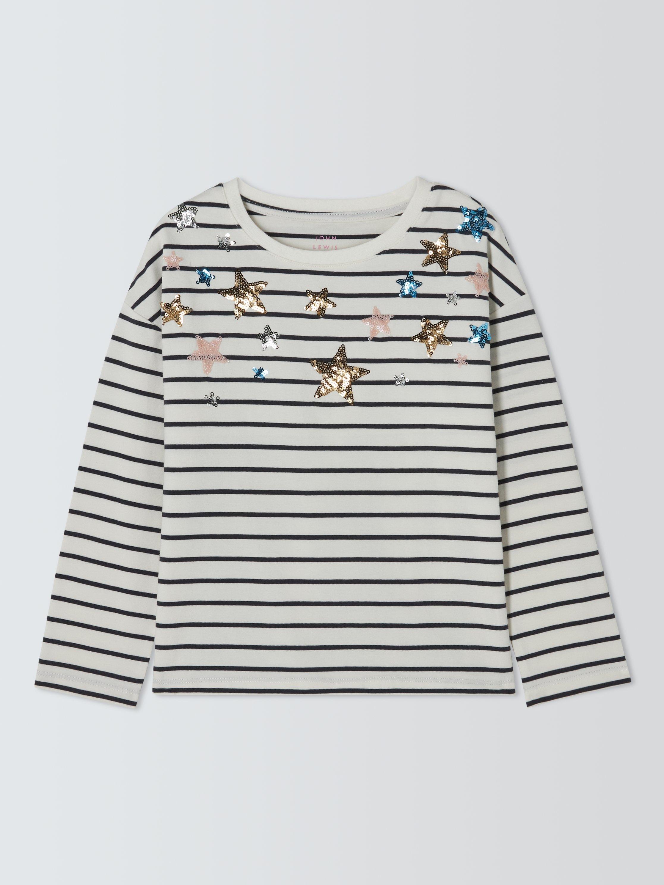 Product image 3 of 6, which shows John Lewis Kids' Sequin Stars Stripe Top, Multi, 6 years