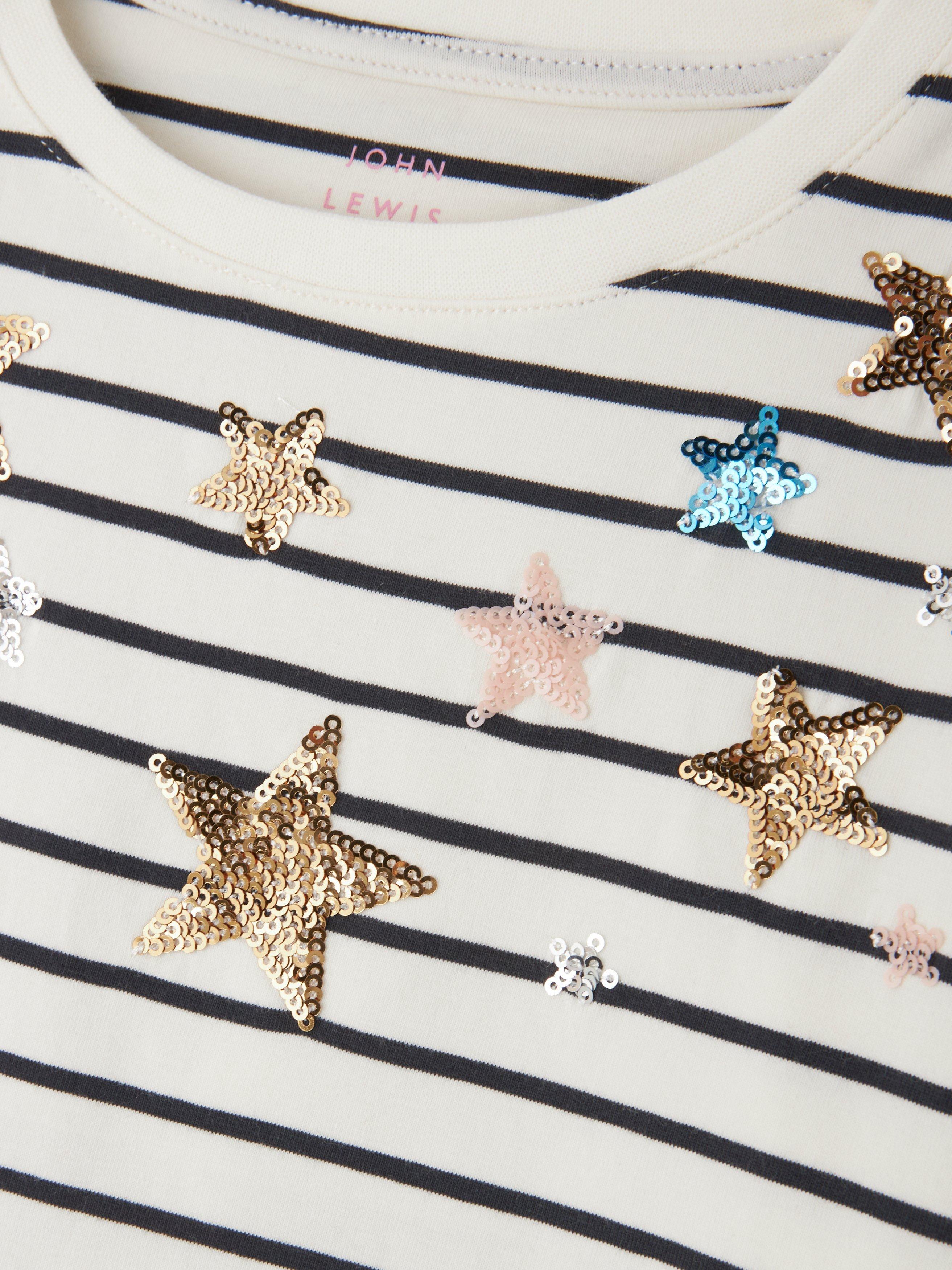 Product image 5 of 6, which shows John Lewis Kids' Sequin Stars Stripe Top, Multi, 6 years