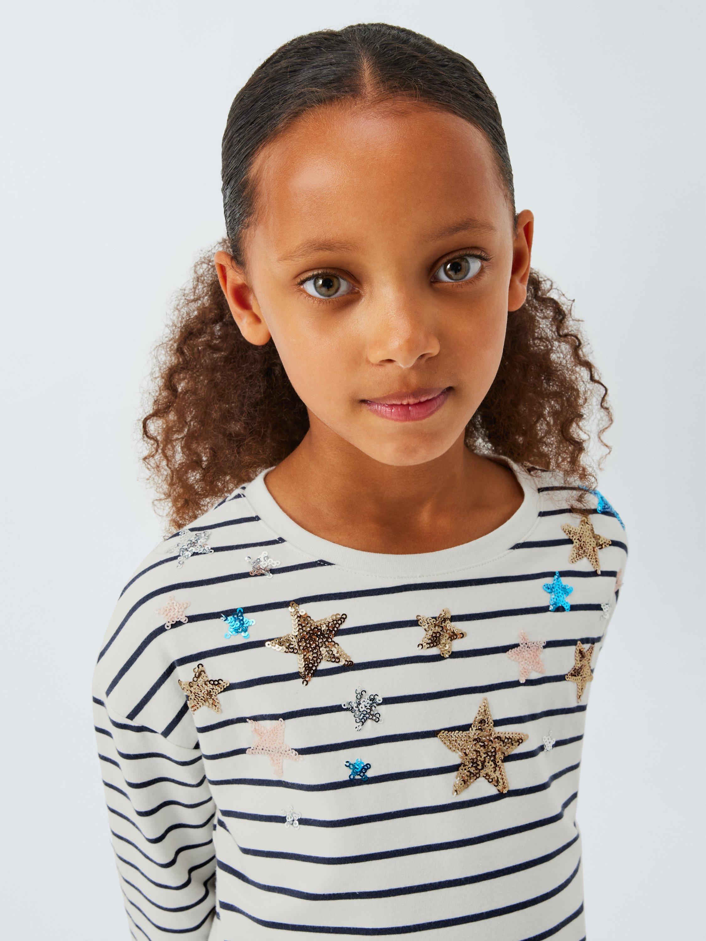 Product image 4 of 6, which shows John Lewis Kids' Sequin Stars Stripe Top, Multi, 6 years