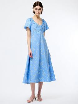 French Connection Daniella Faron Midi Dress, Cornflower Multi, Cornflower Multi