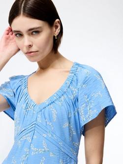 French Connection Daniella Faron Midi Dress, Cornflower Multi - view 2, Cornflower Multi