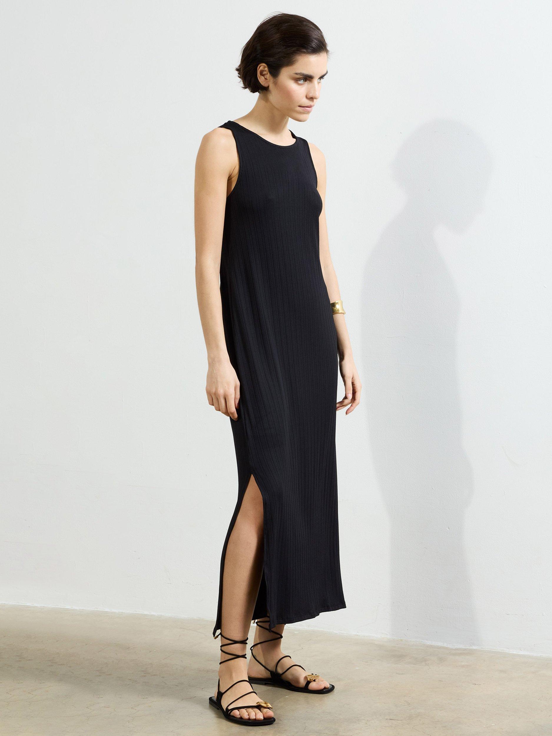 Product image 1 of 5, which shows French Connection Mia Textured Jersey Maxi Dress, Black, XS