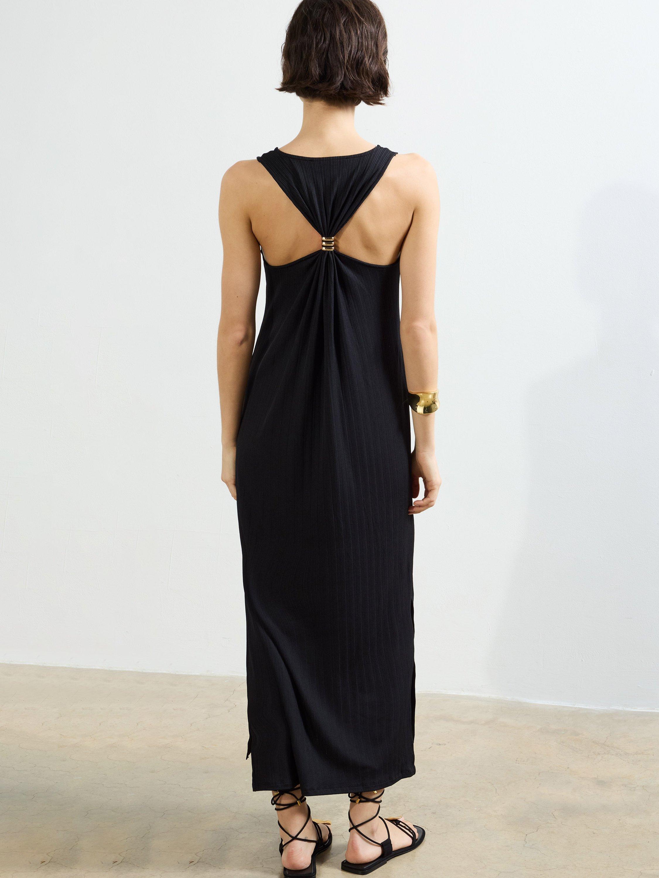 Product image 4 of 5, which shows French Connection Mia Textured Jersey Maxi Dress, Black, XS