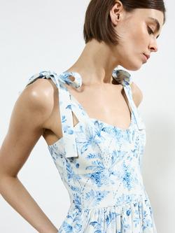 French Connection Serenity Dale Midi Dress, Cream/Blue - view 2, Cream/Blue