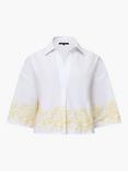 French Connection Alissa Cotton Popover Shirt, Linen White/Butter Yellow