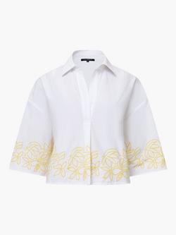 French Connection Alissa Cotton Popover Shirt, Linen White/Butter Yellow