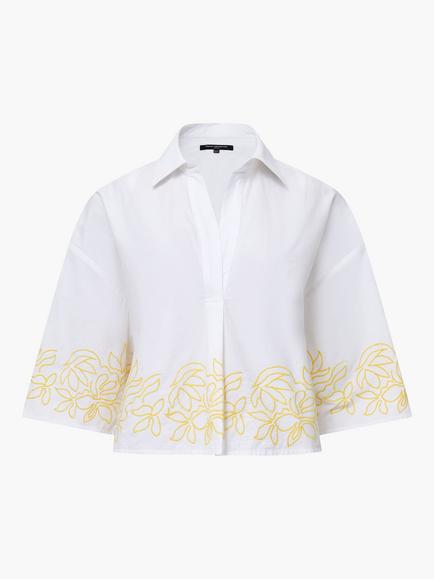French Connection Alissa Cotton Popover Shirt, Linen White/Butter Yellow