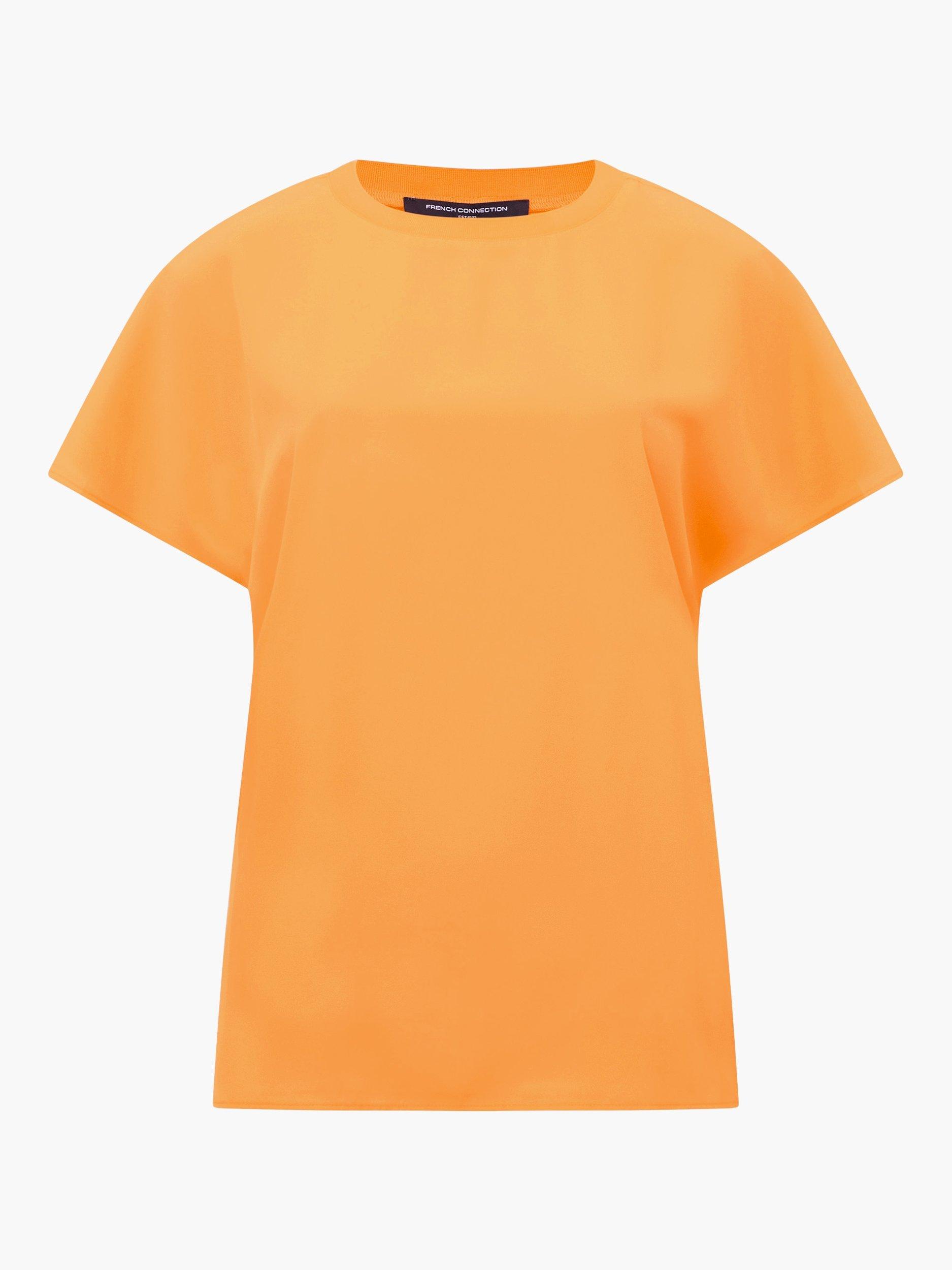 Product image 5 of 5, which shows French Connection Capriana Short Sleeve Crepe T-Shirt, Papaya Orange, XS