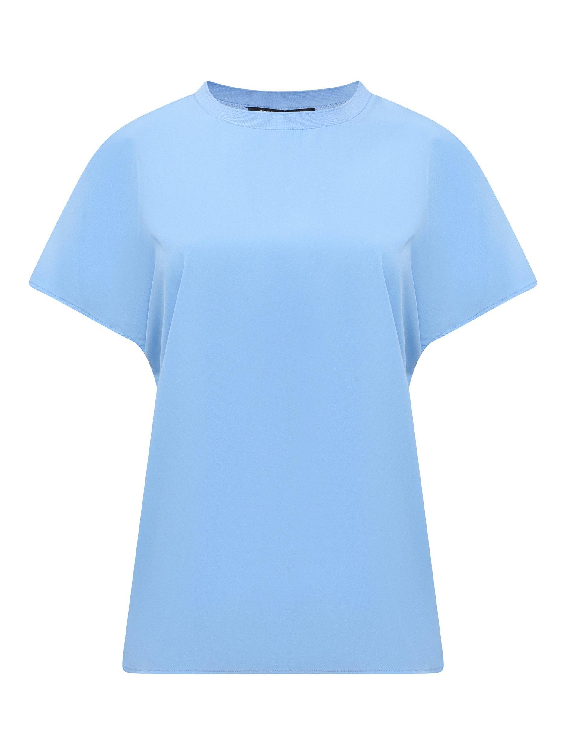 Product image 5 of 5, which shows French Connection Capriana Short Sleeve Crepe T-Shirt, Cornflower Blue, XS