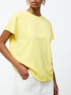 French Connection Capriana Short Sleeve Crepe T-Shirt, Butter Yellow