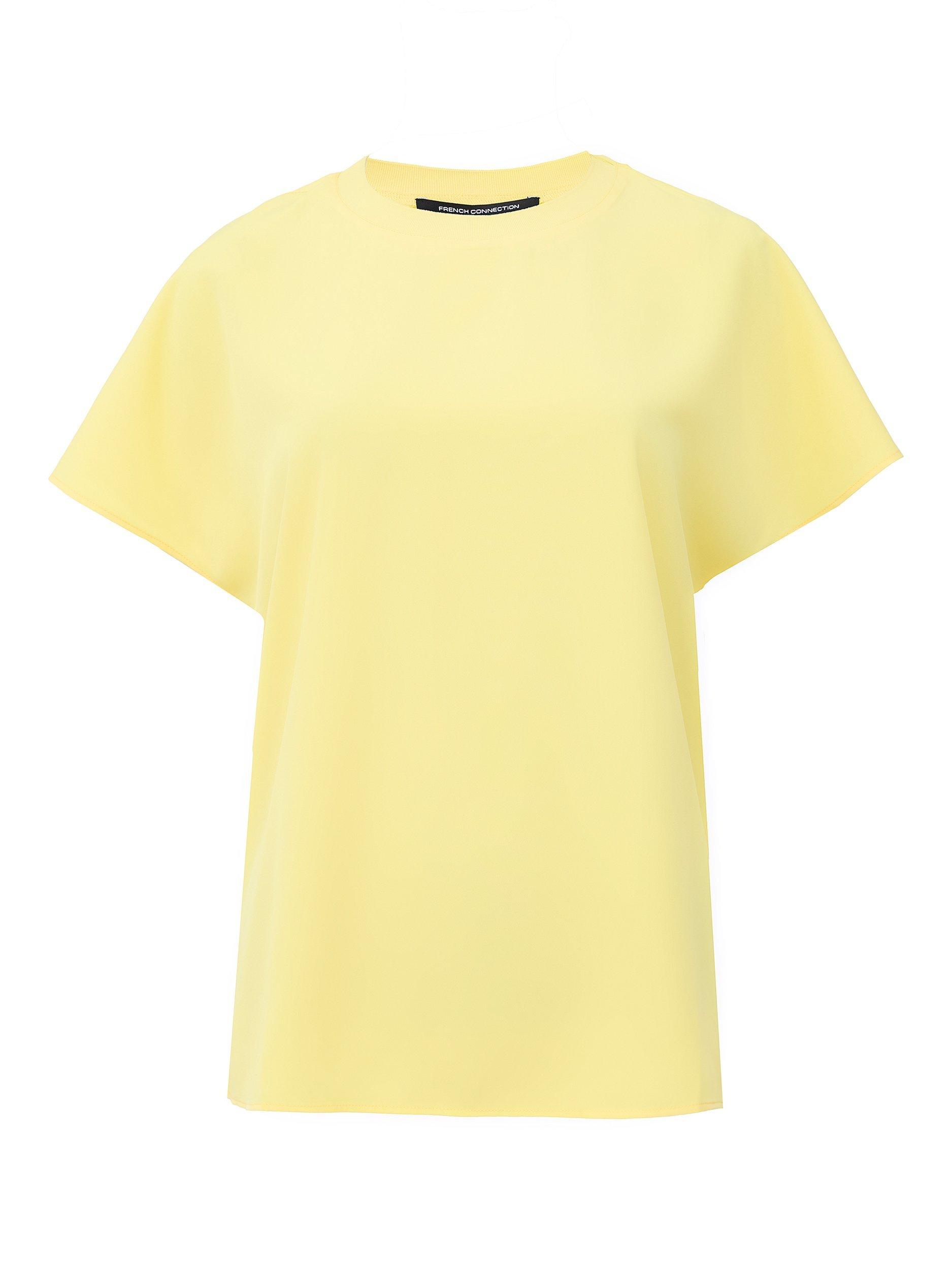 Product image 4 of 4, which shows French Connection Capriana Short Sleeve Crepe T-Shirt, Butter Yellow, XS