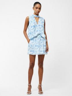 French Connection Serenity Sleeveless Floral Print Top, Cream/Blue - view 2, Cream/Blue
