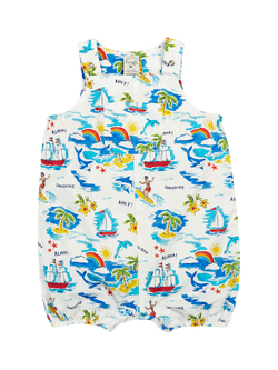 Frugi Baby Baxter Organic Cotton Dungarees, Aloha, Aloha