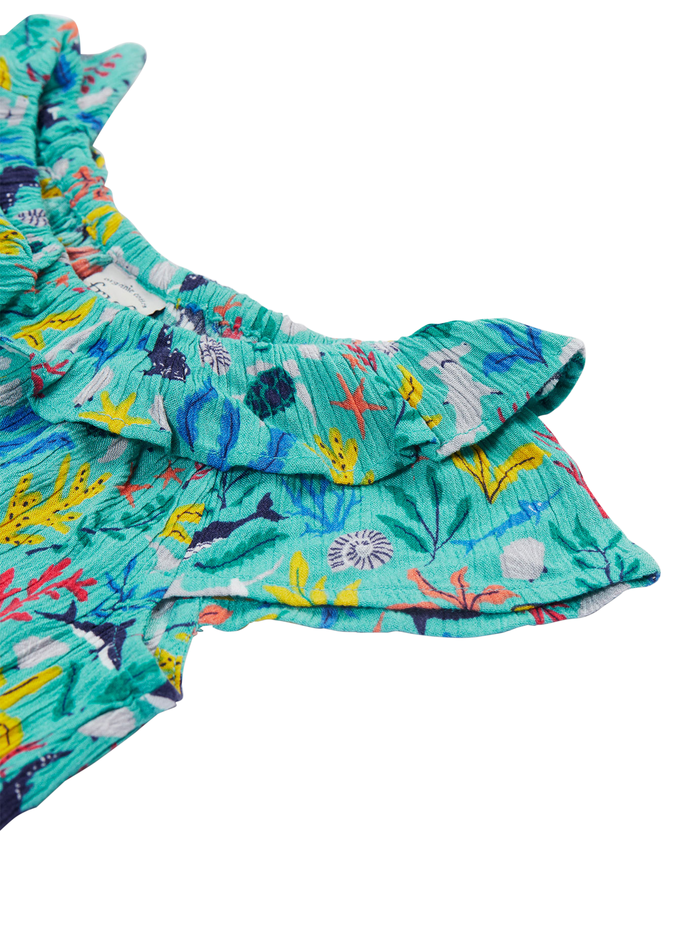 Product image 4 of 6, which shows Frugi Baby Maris Sea Life Print Playsuit, Multi, 0-3 months