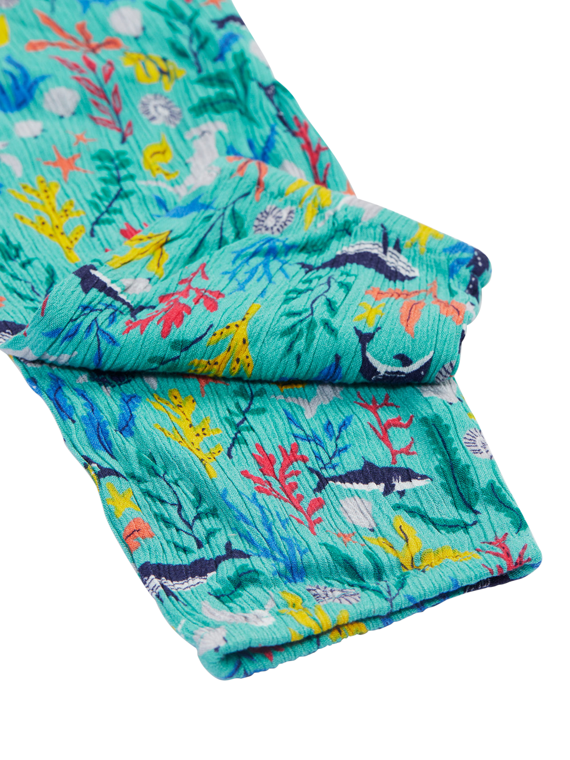 Product image 6 of 6, which shows Frugi Baby Maris Sea Life Print Playsuit, Multi, 0-3 months