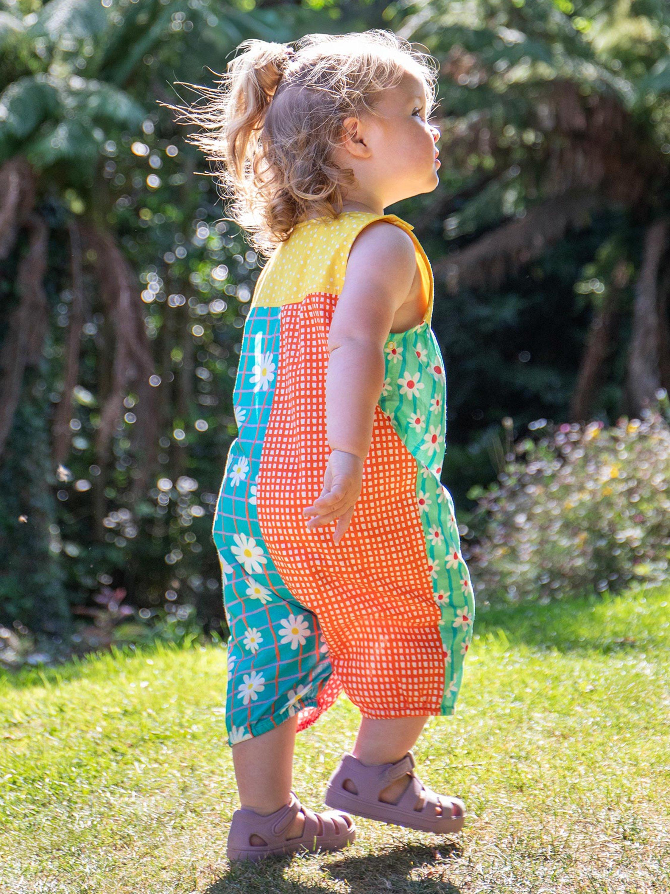 Product image 4 of 8, which shows Frugi Baby Organic Cotton Summer Dungarees, Multi, 0-3 months