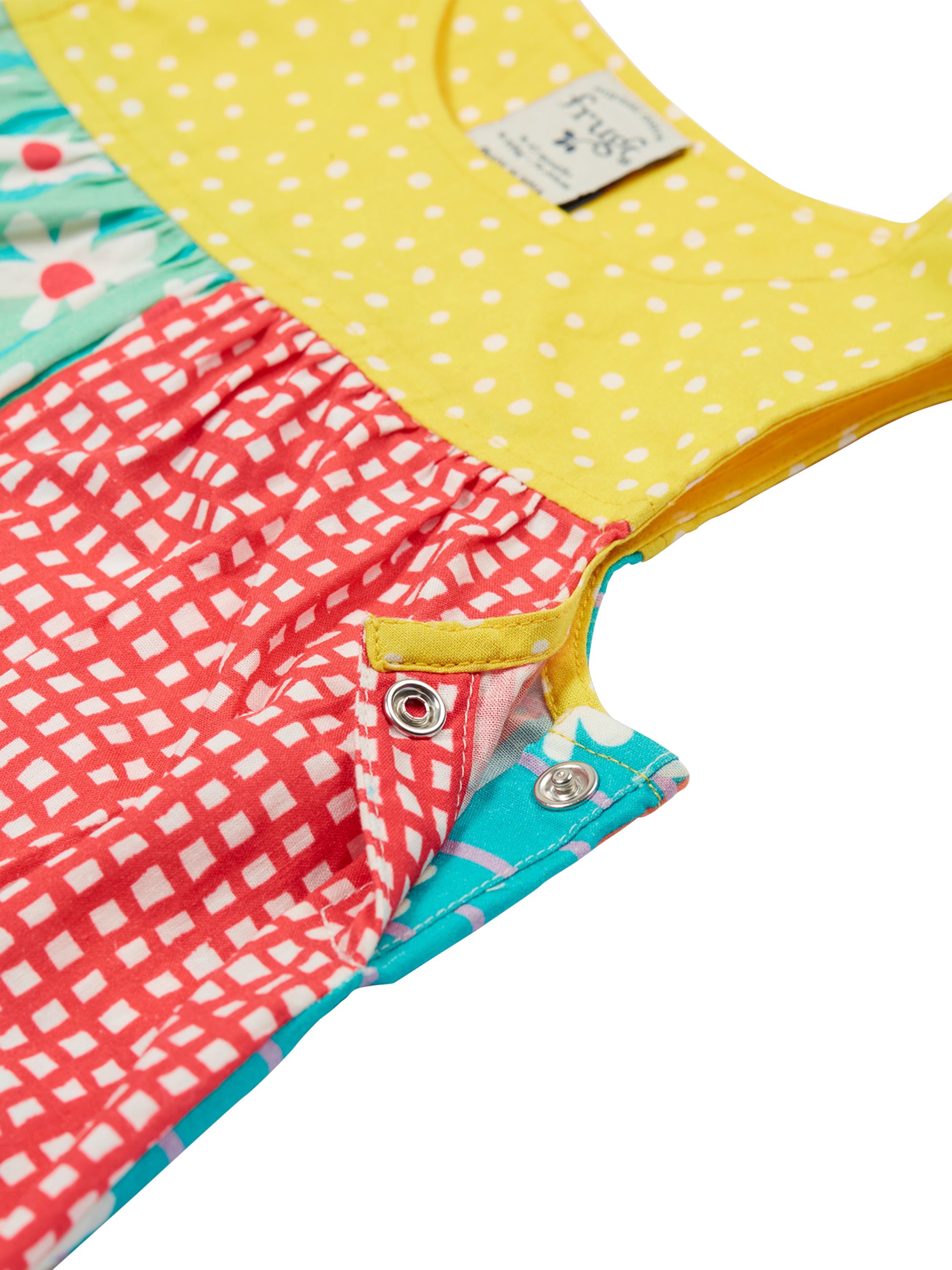 Product image 6 of 8, which shows Frugi Baby Organic Cotton Summer Dungarees, Multi, 0-3 months