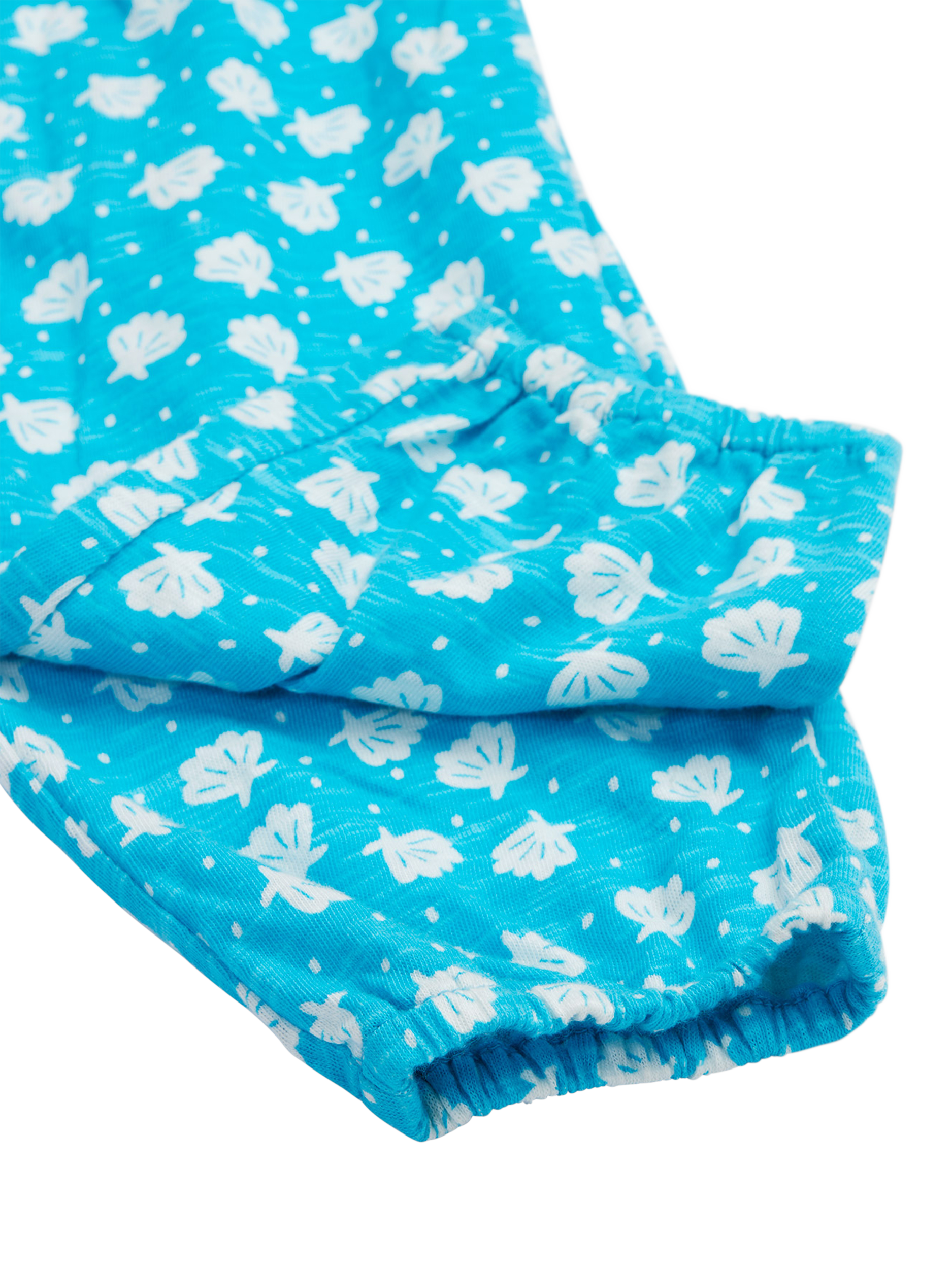 Product image 5 of 5, which shows Frugi Baby Isabetta Organic Cotton Applique Top & Sea Shell Print Leggings, Soft White/Blue/Yellow, 0-3 months