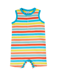 Frugi Baby Dune Organic Cotton Sleeveless Romper,  Sea Rainbow Stripe