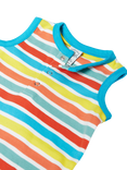 Frugi Baby Dune Organic Cotton Sleeveless Romper,  Sea Rainbow Stripe
