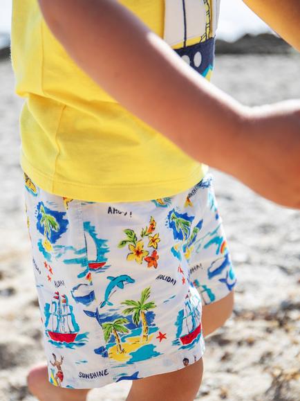 Frugi Baby Edie Organic Cotton Shorts, Aloha - view 2, Aloha