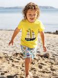 Frugi Baby Avery Organic Cotton Applique T-Shirt, Welly Yellow/Tallship