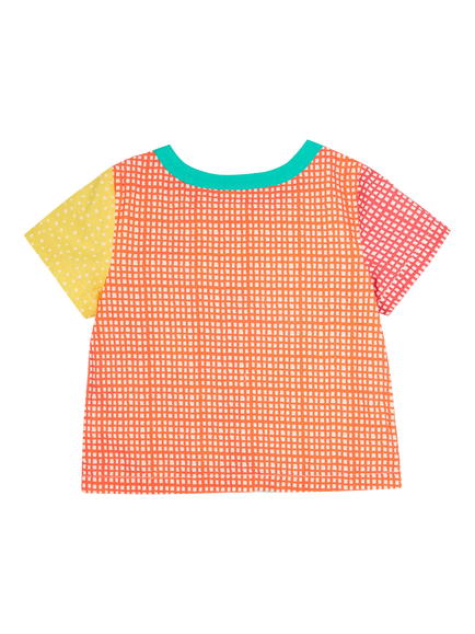 Frugi Kids' Estella Organic Cotton Shirt, Rainbow Hotchpotch - view 2, Rainbow Hotchpotch