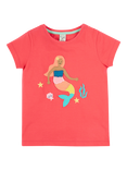 Frugi Kids' Tamara Organic Cotton Mermaid Applique T-Shirt, Pink