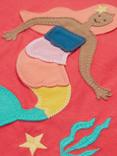 Frugi Kids' Tamara Organic Cotton Mermaid Applique T-Shirt, Pink