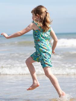 Frugi Kids'  Annabelle Square Neck Shortie Jumpsuit, Sea Life - view 2, Sea Life