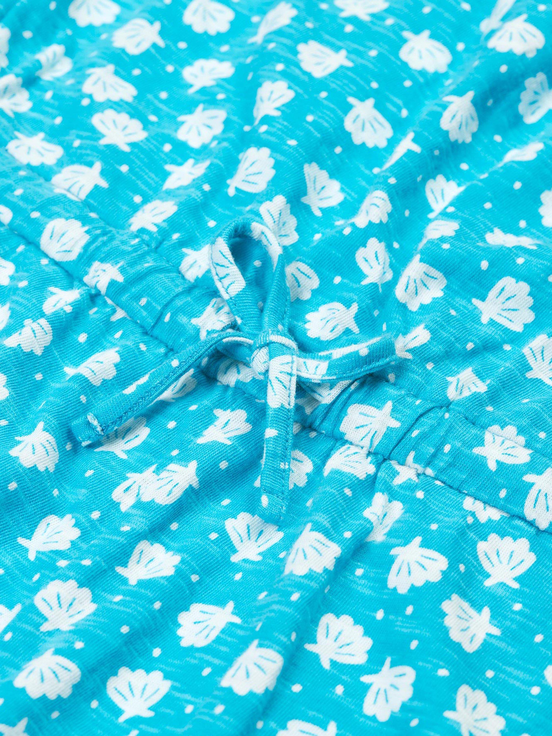 Product image 5 of 7, which shows Frugi Kids' Geneva Organic Cotton Sea Shell Print Jumpsuit, Blue, 2-3 years