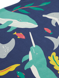 Frugi Kids' Bonnie Organic Cotton Dress, Navy Blue/Sealife, Navy Blue/Sealife