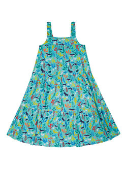 Frugi Kids' Alani Tiered Dress, Sea Life - view 2, Sea Life