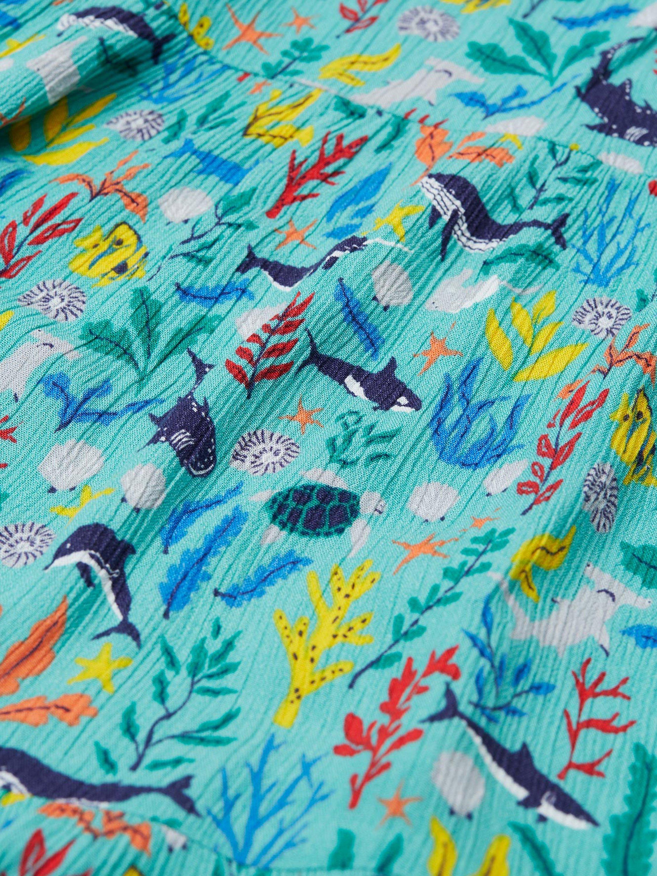 Product image 4 of 5, which shows Frugi Kids' Alani Tiered Dress, Sea Life, 2-3 years