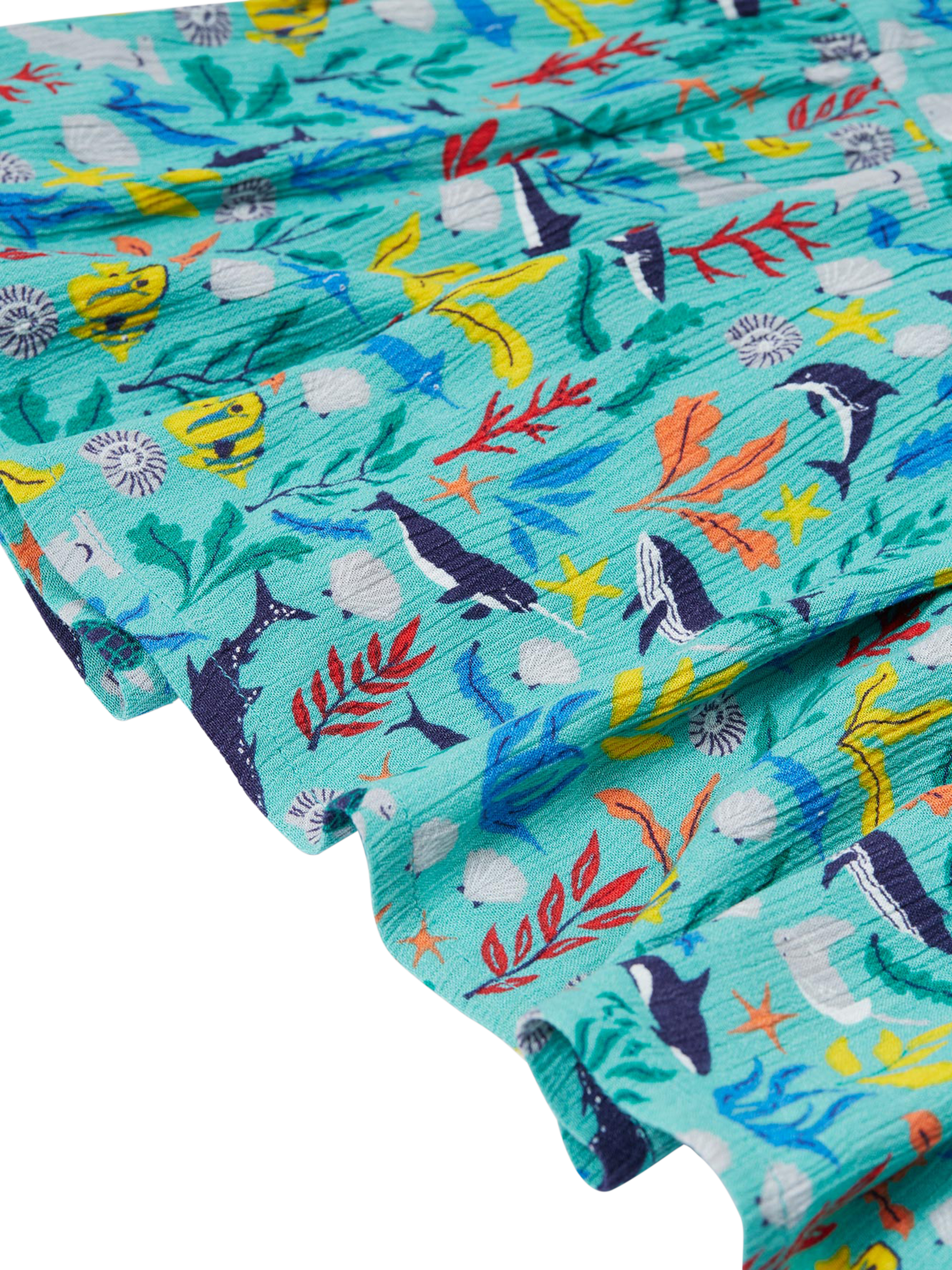 Product image 5 of 5, which shows Frugi Kids' Alani Tiered Dress, Sea Life, 2-3 years
