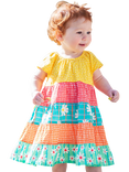 Frugi Kids' Dorothy Organic Cotton Tiered Dress, Rainbow Hotchpotch
