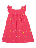 Frugi Kids' Asha Organic Cotton Embroidered Dress, Petal/Fruit, Petal/Fruit