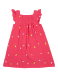 Frugi Kids' Asha Organic Cotton Embroidered Dress, Petal/Fruit, Petal/Fruit