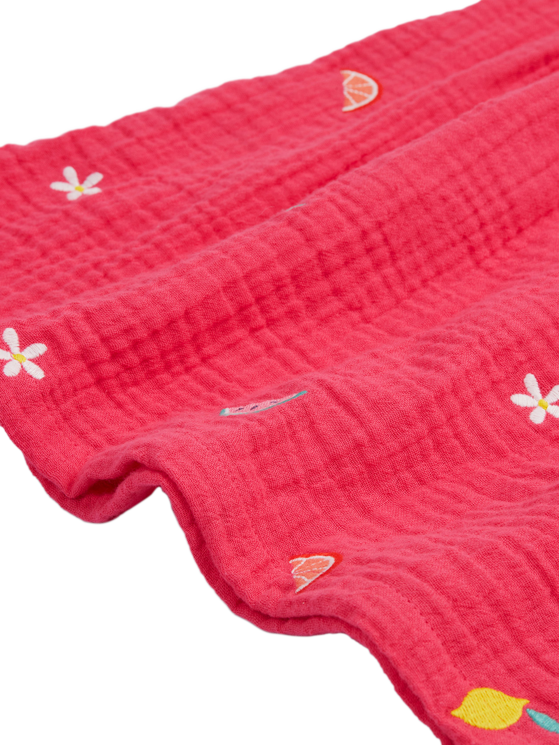Product image 5 of 5, which shows Frugi Kids' Asha Organic Cotton Embroidered Dress , Petal/Fruit, 2-3 years