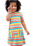 Frugi Kids' Faye Organic Cotton Stripe Dress, Multi