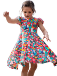 Frugi Kids' Organic Cotton Paradise Print Dress, Pink, Pink