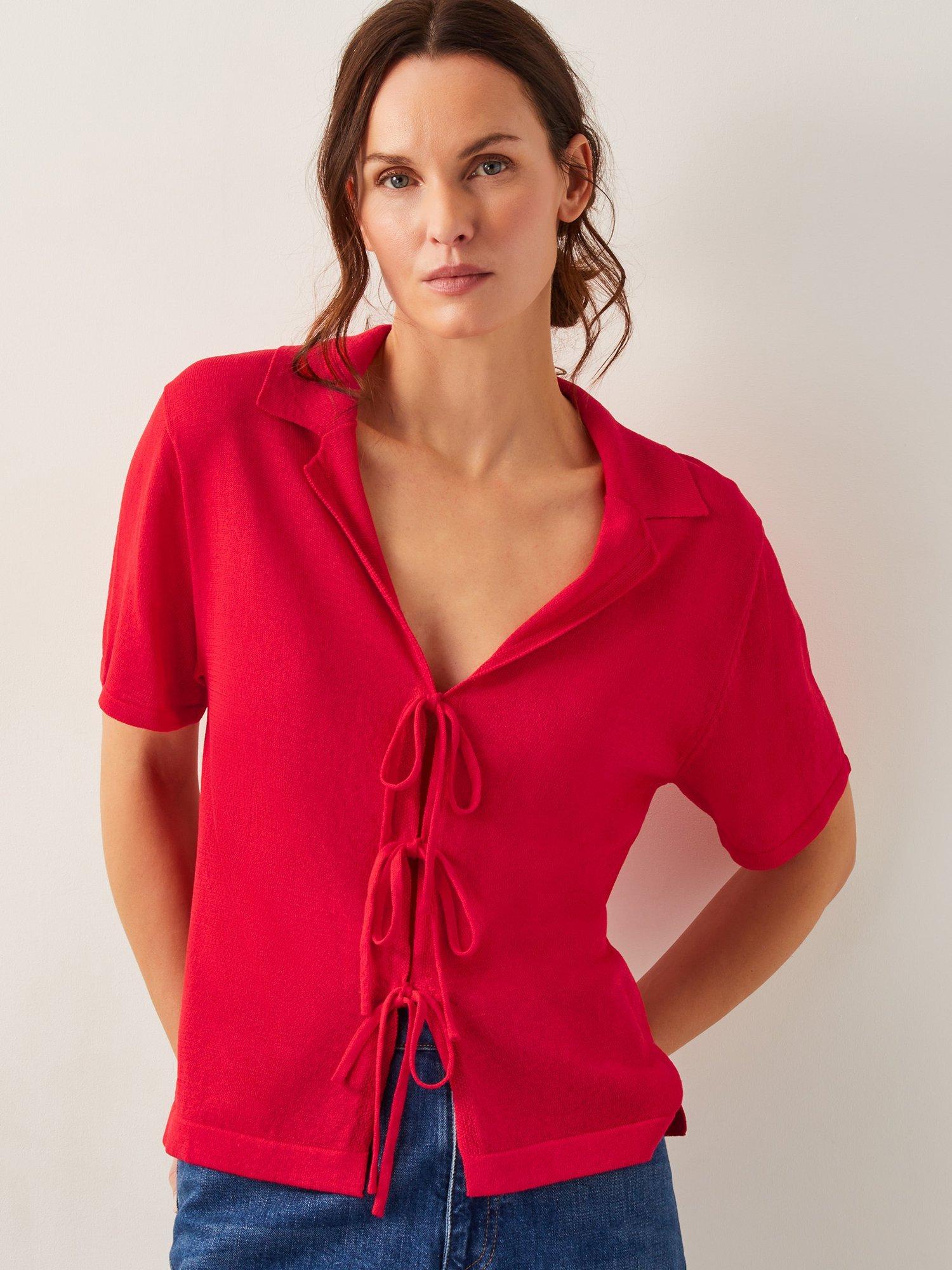 Product image 1 of 5, which shows Monsoon Tia Blouse, Red, S
