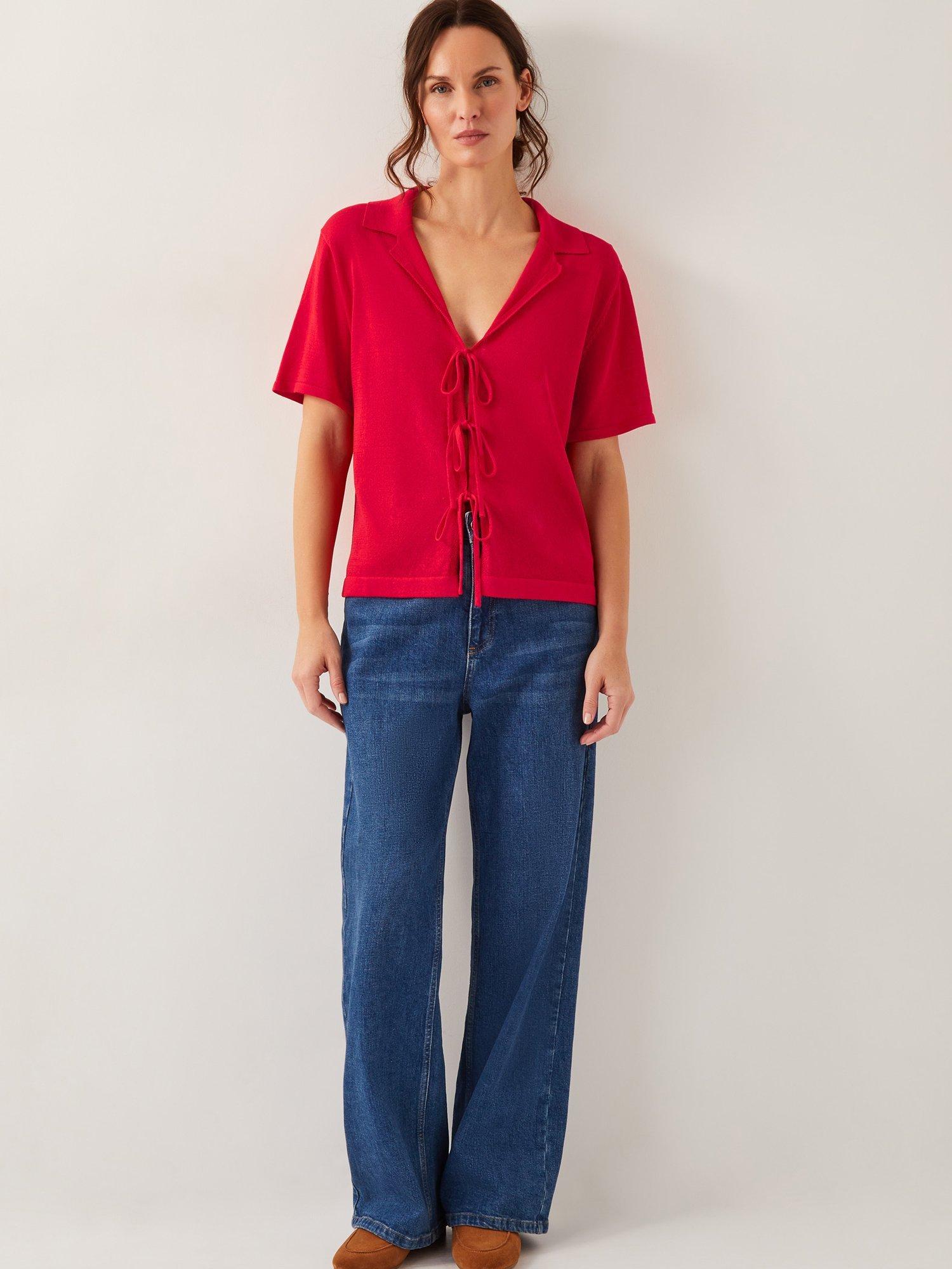 Product image 3 of 5, which shows Monsoon Tia Blouse, Red, S