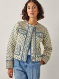 Monsoon Judy Geometric Quilted Jacket, Ivory
