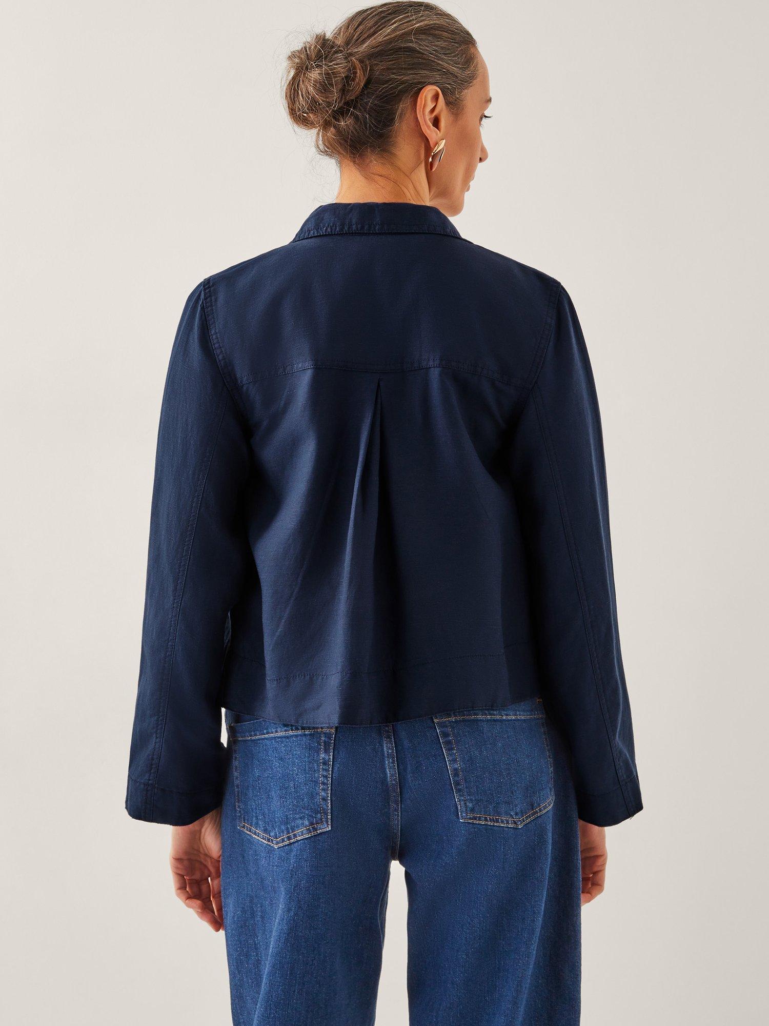 Product image 2 of 4, which shows Monsoon Lenny Cropped Jacket, Navy, S