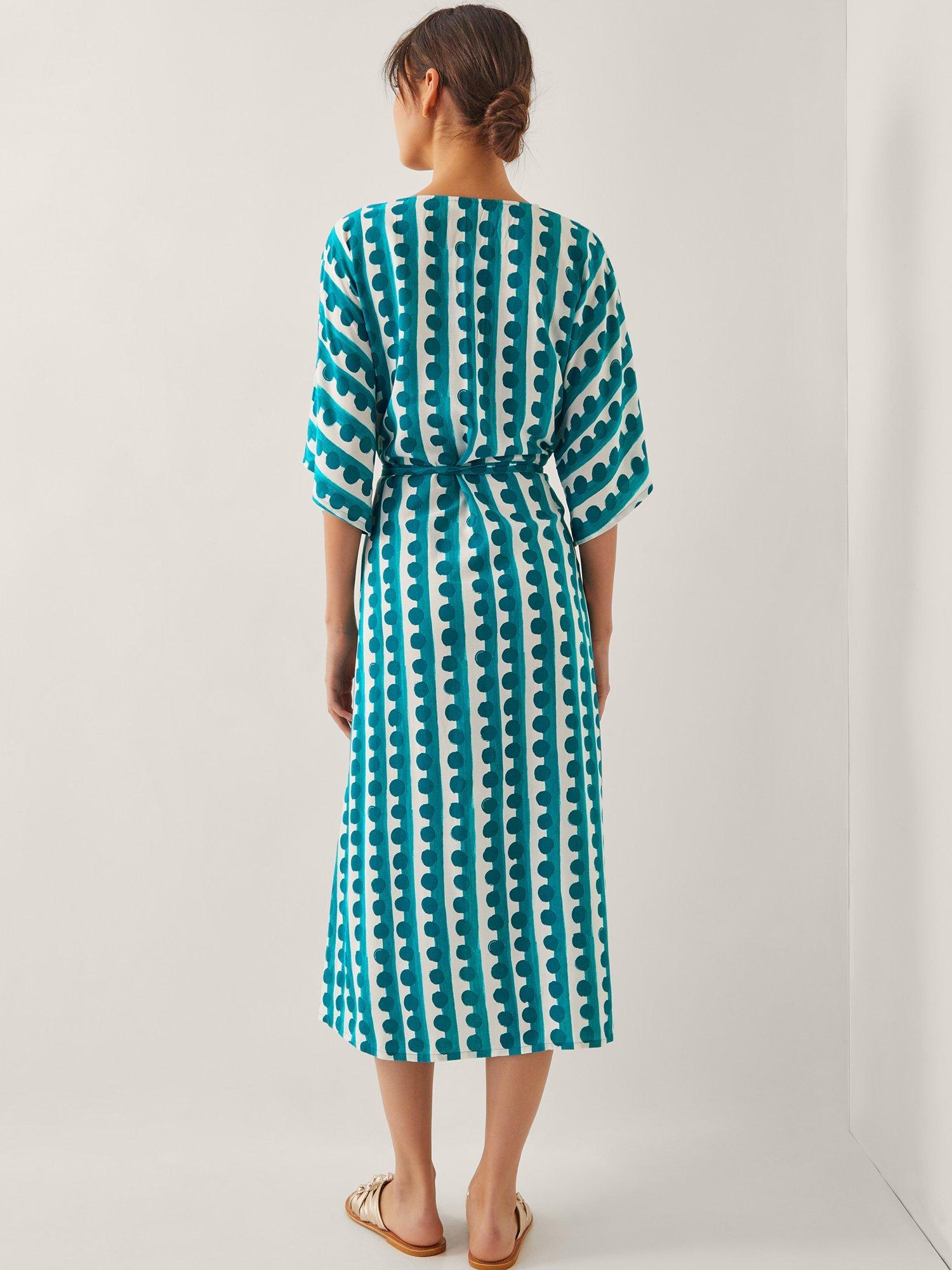 Product image 2 of 4, which shows Monsoon Indah Kaftan Dress, Turquoise, S