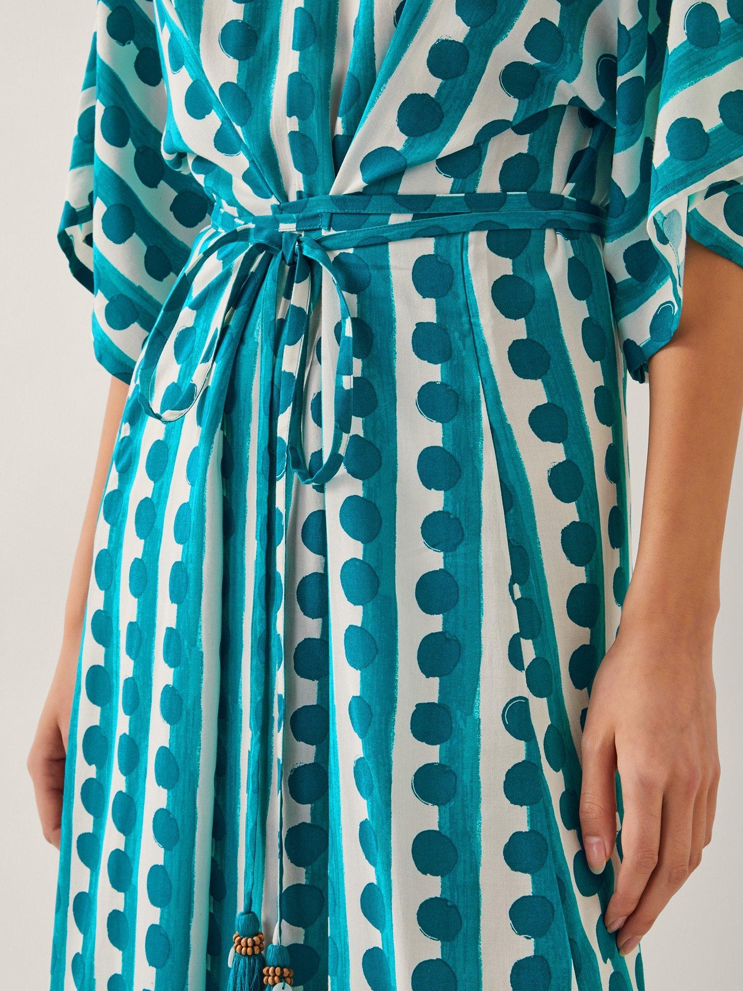 Product image 4 of 4, which shows Monsoon Indah Kaftan Dress, Turquoise, S