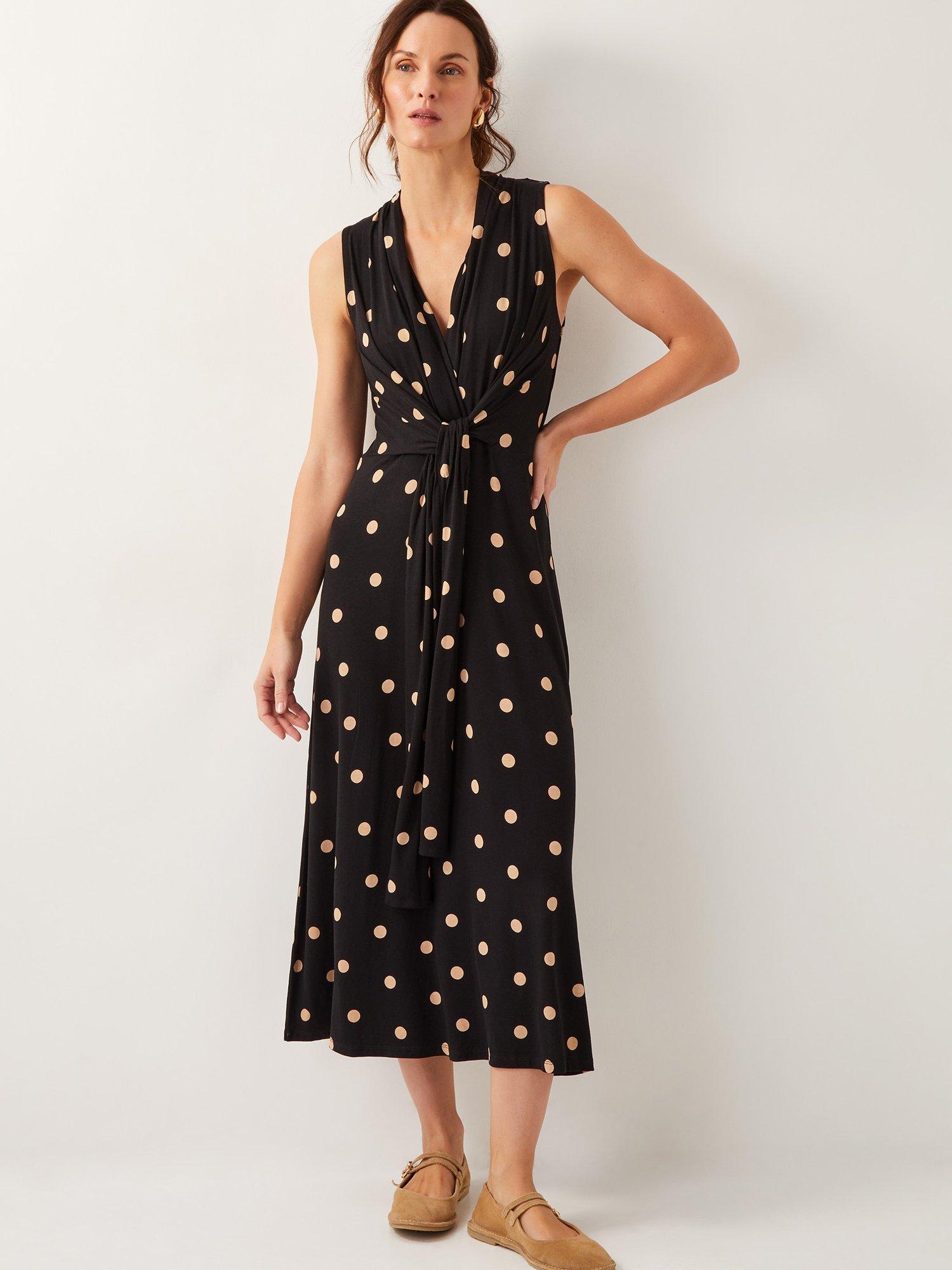 Product image 1 of 5, which shows Monsoon Sareesha Midi Dress, Black/Sand, S