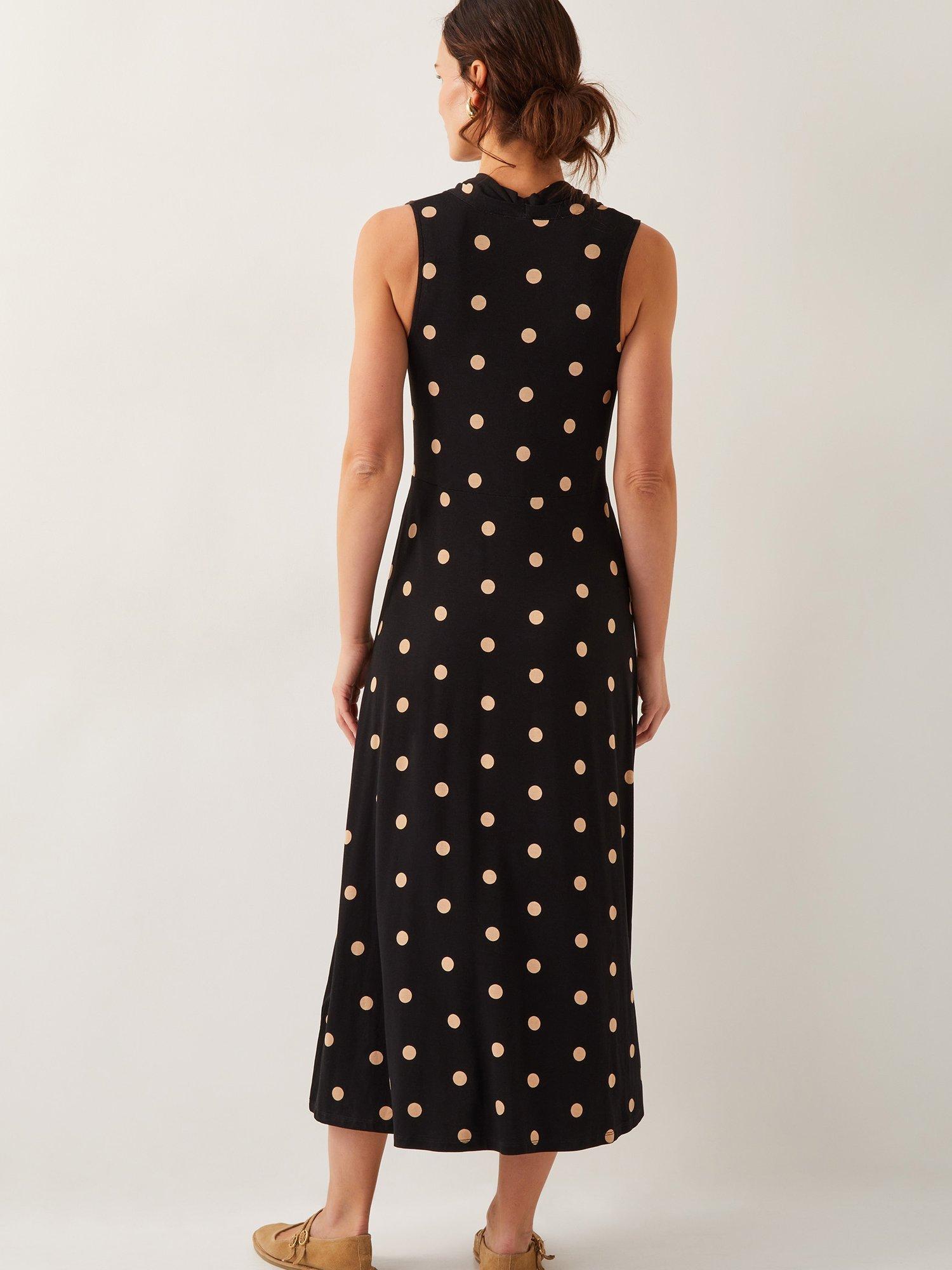Product image 2 of 5, which shows Monsoon Sareesha Midi Dress, Black/Sand, S